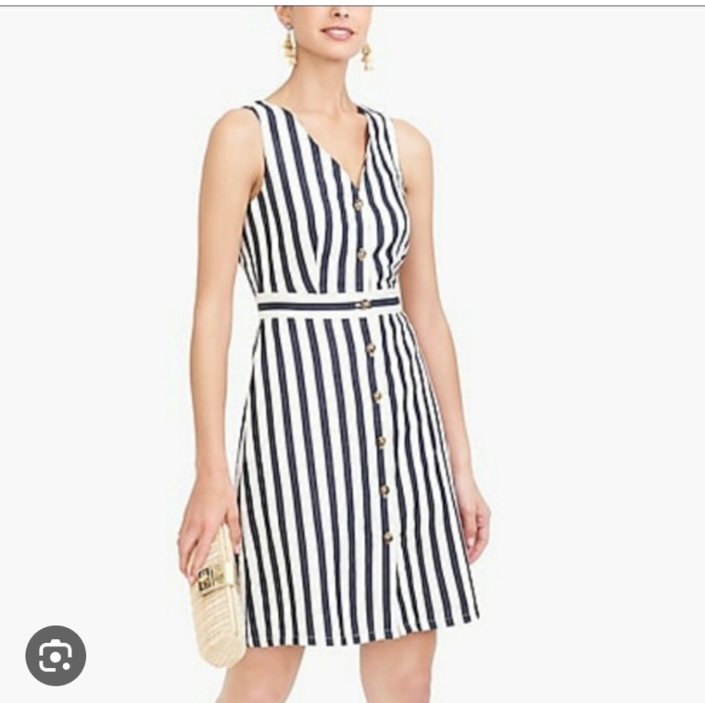J. Crew Factory Striped Linen Blend Dress